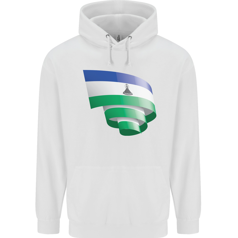 Curled Lesotho Flag Basotho Day Football Mens 80% Cotton Hoodie White