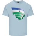 Curled Lesotho Flag Basotho Day Football Mens Cotton T-Shirt Tee Top Light Blue