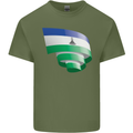 Curled Lesotho Flag Basotho Day Football Mens Cotton T-Shirt Tee Top Military Green