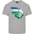 Curled Lesotho Flag Basotho Day Football Mens Cotton T-Shirt Tee Top Sports Grey