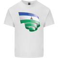Curled Lesotho Flag Basotho Day Football Mens Cotton T-Shirt Tee Top White