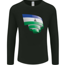 Curled Lesotho Flag Basotho Day Football Mens Long Sleeve T-Shirt Black