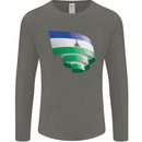 Curled Lesotho Flag Basotho Day Football Mens Long Sleeve T-Shirt Charcoal