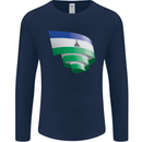 Curled Lesotho Flag Basotho Day Football Mens Long Sleeve T-Shirt Navy Blue