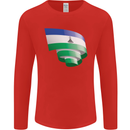 Curled Lesotho Flag Basotho Day Football Mens Long Sleeve T-Shirt Red