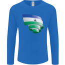 Curled Lesotho Flag Basotho Day Football Mens Long Sleeve T-Shirt Royal Blue