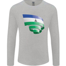 Curled Lesotho Flag Basotho Day Football Mens Long Sleeve T-Shirt Sports Grey
