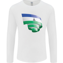 Curled Lesotho Flag Basotho Day Football Mens Long Sleeve T-Shirt White