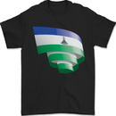 Curled Lesotho Flag Basotho Day Football Mens T-Shirt 100% Cotton Black