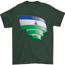 Curled Lesotho Flag Basotho Day Football Mens T-Shirt 100% Cotton Forest Green