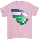 Curled Lesotho Flag Basotho Day Football Mens T-Shirt 100% Cotton Light Pink