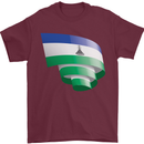 Curled Lesotho Flag Basotho Day Football Mens T-Shirt 100% Cotton Maroon