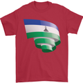 Curled Lesotho Flag Basotho Day Football Mens T-Shirt 100% Cotton Red