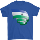 Curled Lesotho Flag Basotho Day Football Mens T-Shirt 100% Cotton Royal Blue