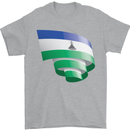 Curled Lesotho Flag Basotho Day Football Mens T-Shirt 100% Cotton Sports Grey