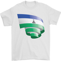 Curled Lesotho Flag Basotho Day Football Mens T-Shirt 100% Cotton White