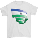 Curled Lesotho Flag Basotho Day Football Mens T-Shirt 100% Cotton White
