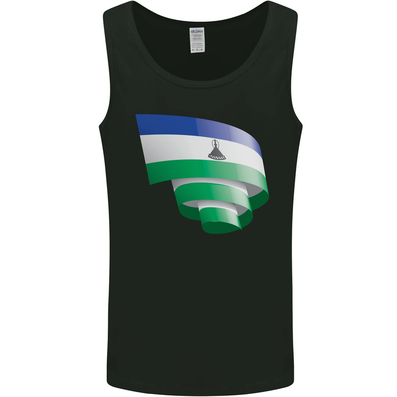 Curled Lesotho Flag Basotho Day Football Mens Vest Tank Top Black