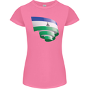 Curled Lesotho Flag Basotho Day Football Womens Petite Cut T-Shirt Azalea