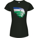 Curled Lesotho Flag Basotho Day Football Womens Petite Cut T-Shirt Black