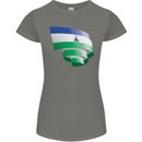 Curled Lesotho Flag Basotho Day Football Womens Petite Cut T-Shirt Charcoal