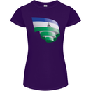 Curled Lesotho Flag Basotho Day Football Womens Petite Cut T-Shirt Purple