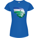 Curled Lesotho Flag Basotho Day Football Womens Petite Cut T-Shirt Royal Blue