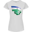 Curled Lesotho Flag Basotho Day Football Womens Petite Cut T-Shirt White