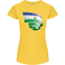Curled Lesotho Flag Basotho Day Football Womens Petite Cut T-Shirt Yellow