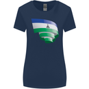Curled Lesotho Flag Basotho Day Football Womens Wider Cut T-Shirt Navy Blue