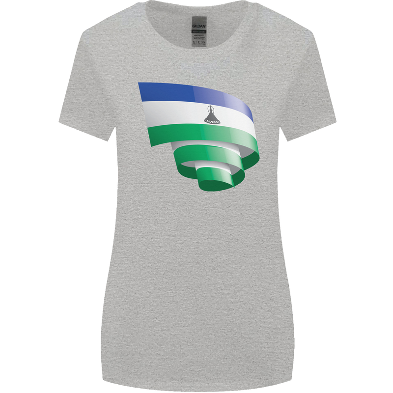 Curled Lesotho Flag Basotho Day Football Womens Wider Cut T-Shirt Sports Grey