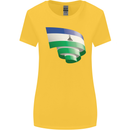 Curled Lesotho Flag Basotho Day Football Womens Wider Cut T-Shirt Yellow