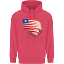 Curled Liberia Flag Liberian Day Football Childrens Kids Hoodie Heliconia