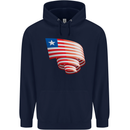Curled Liberia Flag Liberian Day Football Childrens Kids Hoodie Navy Blue