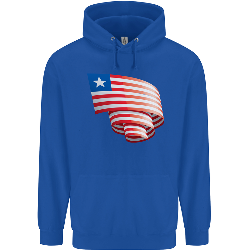 Curled Liberia Flag Liberian Day Football Childrens Kids Hoodie Royal Blue