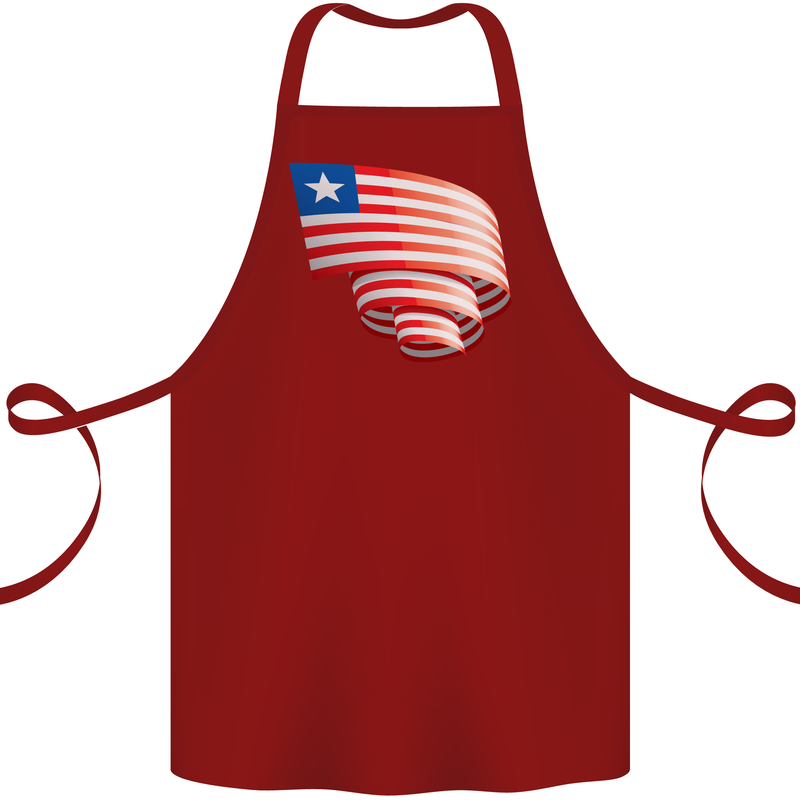 Curled Liberia Flag Liberian Day Football Cotton Apron 100% Organic Maroon