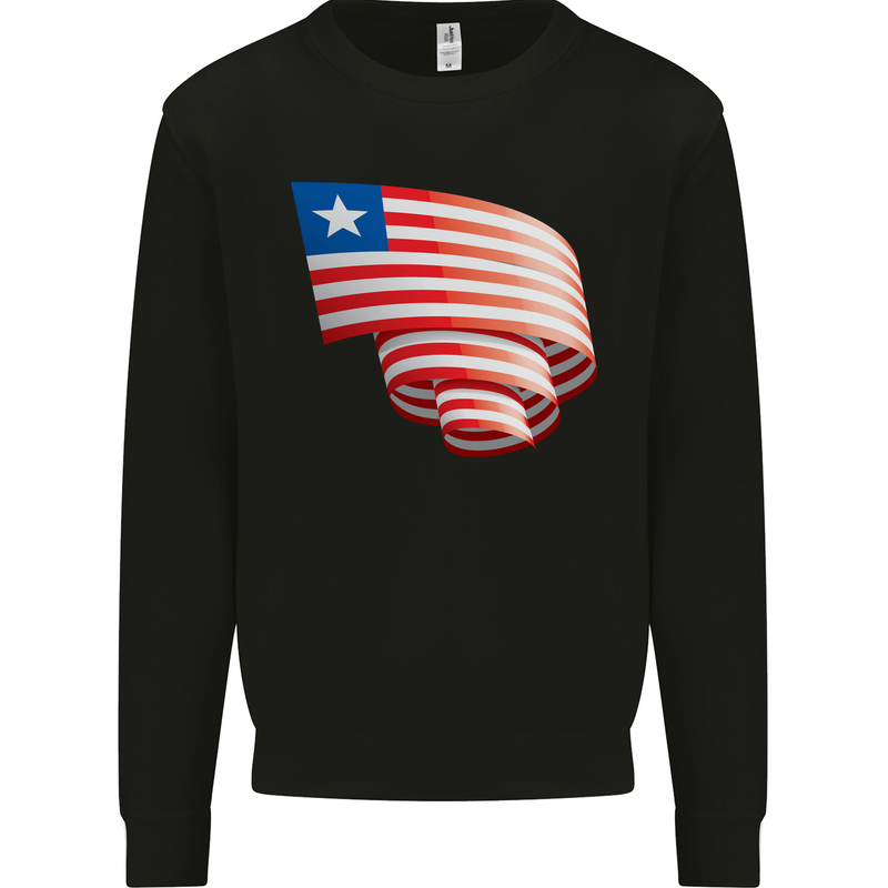 Curled Liberia Flag Liberian Day Football Kids Sweatshirt Jumper Black
