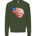 Curled Liberia Flag Liberian Day Football Kids Sweatshirt Jumper Forest Green
