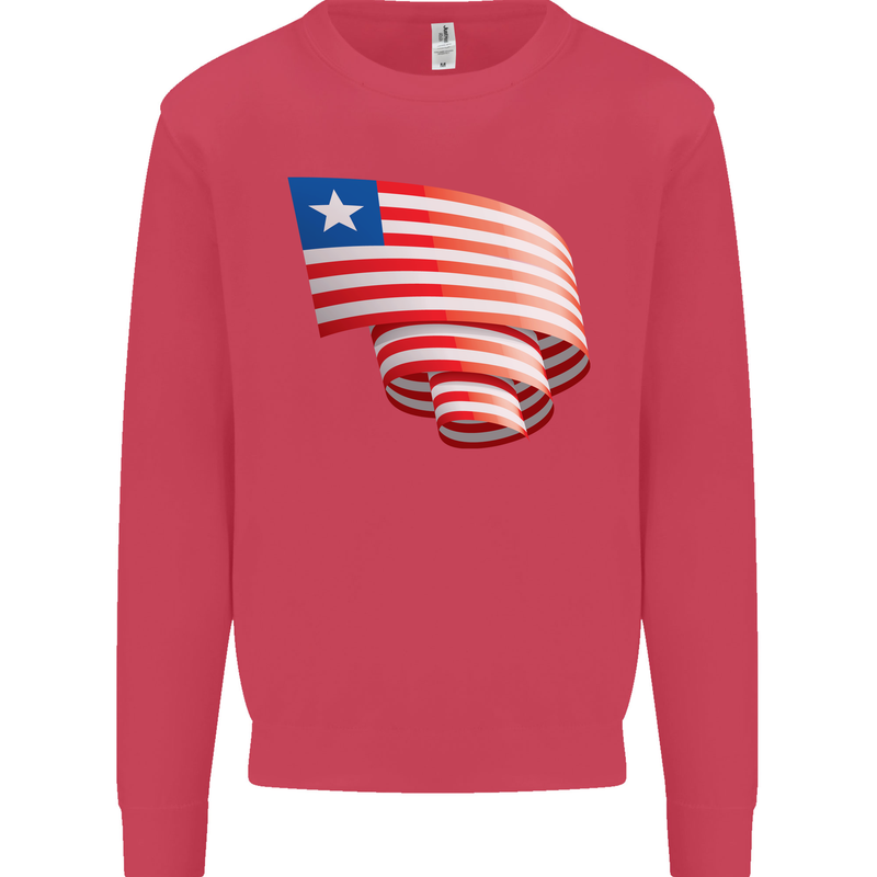 Curled Liberia Flag Liberian Day Football Kids Sweatshirt Jumper Heliconia