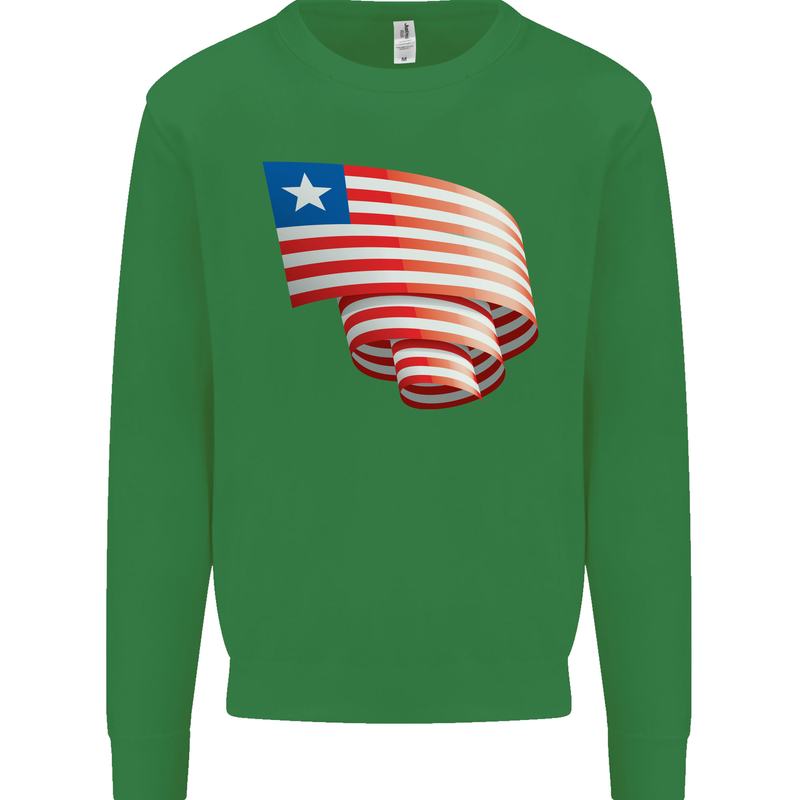 Curled Liberia Flag Liberian Day Football Kids Sweatshirt Jumper Irish Green