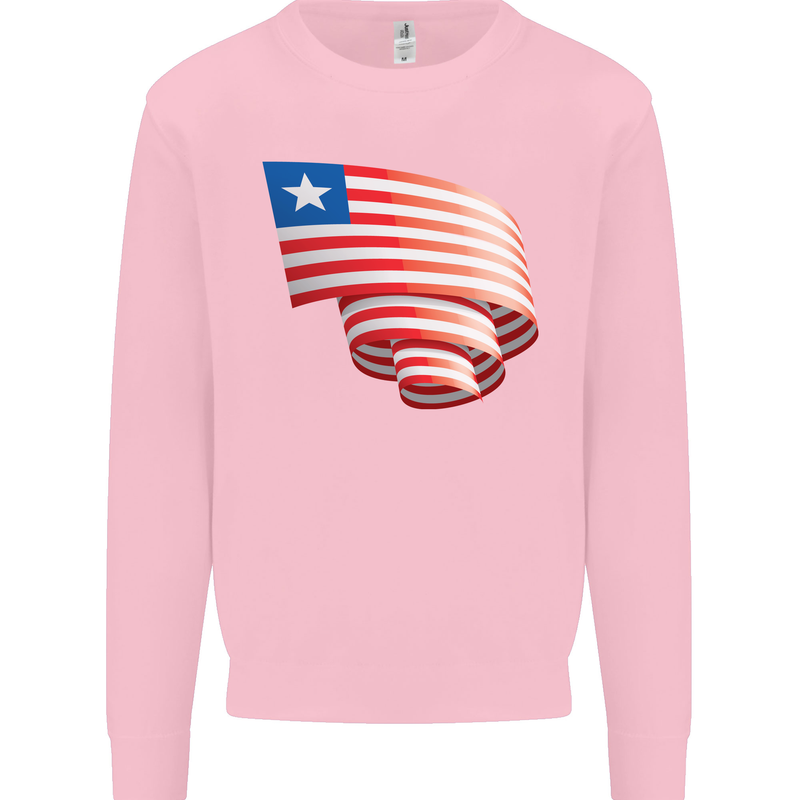 Curled Liberia Flag Liberian Day Football Kids Sweatshirt Jumper Light Pink