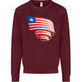 Curled Liberia Flag Liberian Day Football Kids Sweatshirt Jumper Maroon