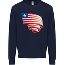 Curled Liberia Flag Liberian Day Football Kids Sweatshirt Jumper Navy Blue
