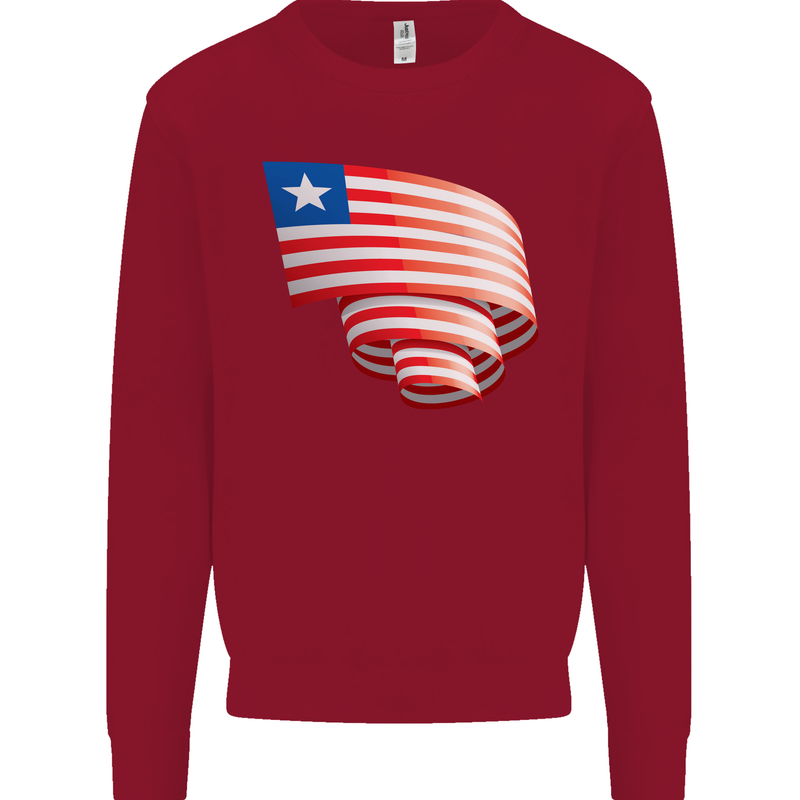 Curled Liberia Flag Liberian Day Football Kids Sweatshirt Jumper Red