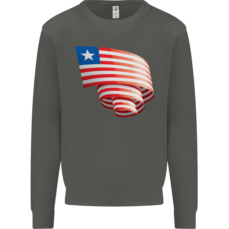 Curled Liberia Flag Liberian Day Football Kids Sweatshirt Jumper Storm Grey