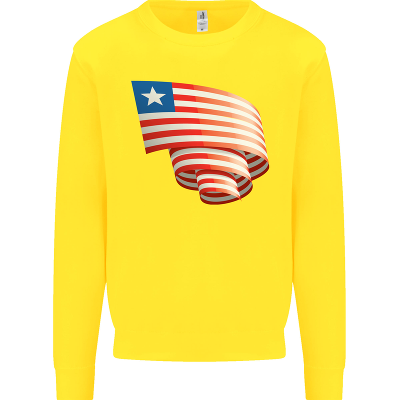 Curled Liberia Flag Liberian Day Football Kids Sweatshirt Jumper Yellow