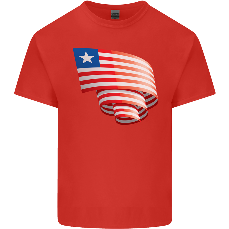 Curled Liberia Flag Liberian Day Football Kids T-Shirt Childrens Red