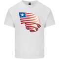 Curled Liberia Flag Liberian Day Football Kids T-Shirt Childrens White