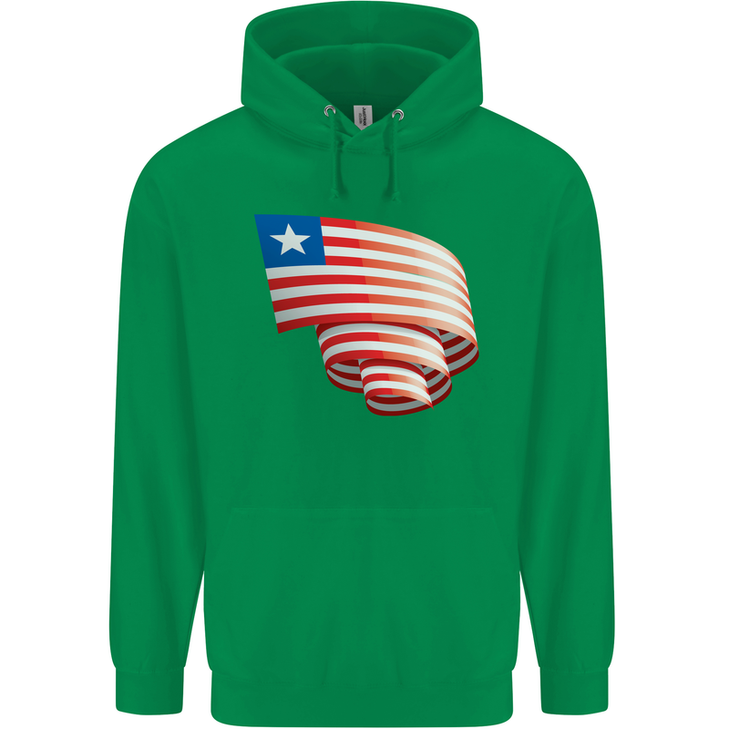 Curled Liberia Flag Liberian Day Football Mens 80% Cotton Hoodie Irish Green