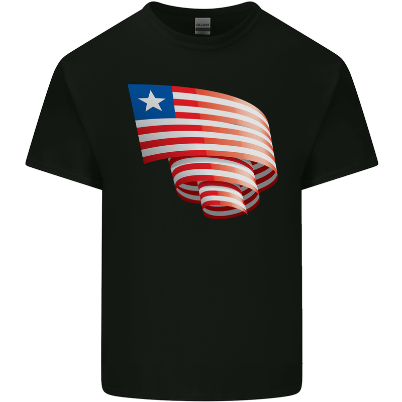Curled Liberia Flag Liberian Day Football Mens Cotton T-Shirt Tee Top Black